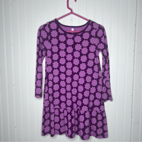 Tea Collection Cosmic Berry Floral Ruffle-Hem Drop-Waist Dress Size 12 - Picture 2 of 11